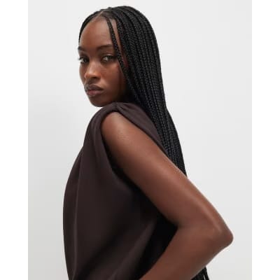 Brown Premium Short Sleeve Bubble Hem Top