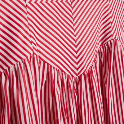 Red Petite V Neck Stripe Midi Dress
