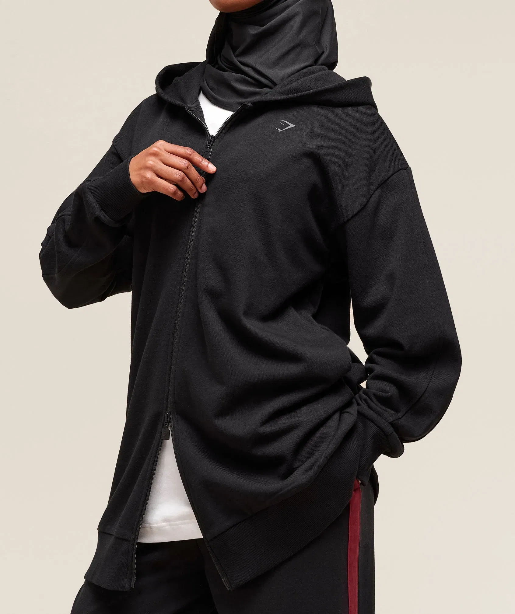 Gymshark Covered Longline Zip Up Hoodie - Black