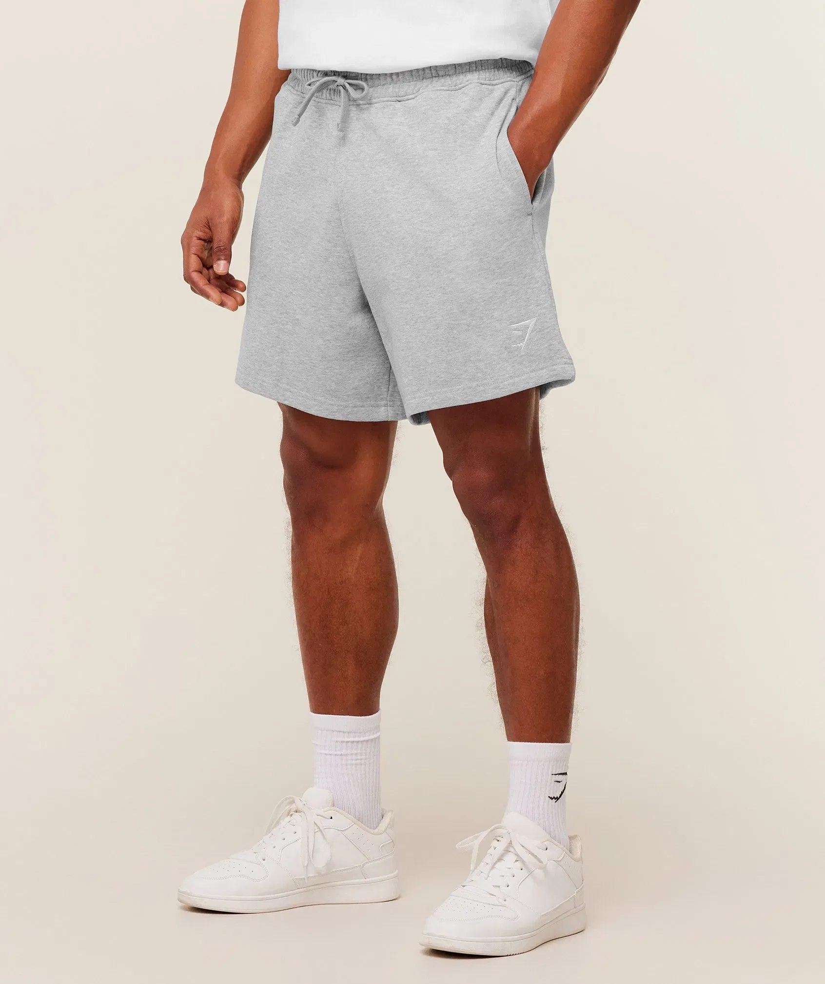 Gymshark Crest Shorts - Light Grey Core Marl