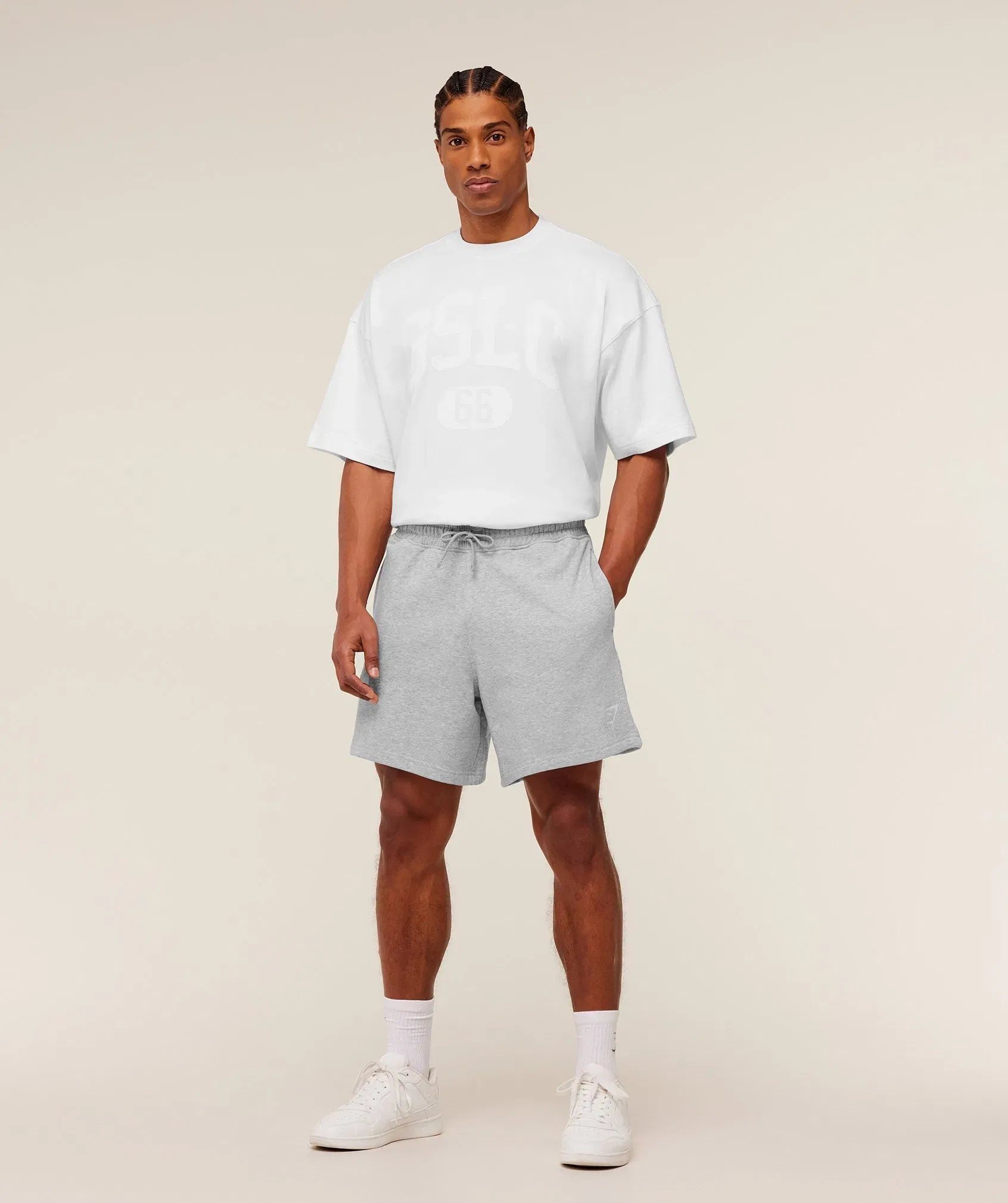 Gymshark Crest Shorts - Light Grey Core Marl