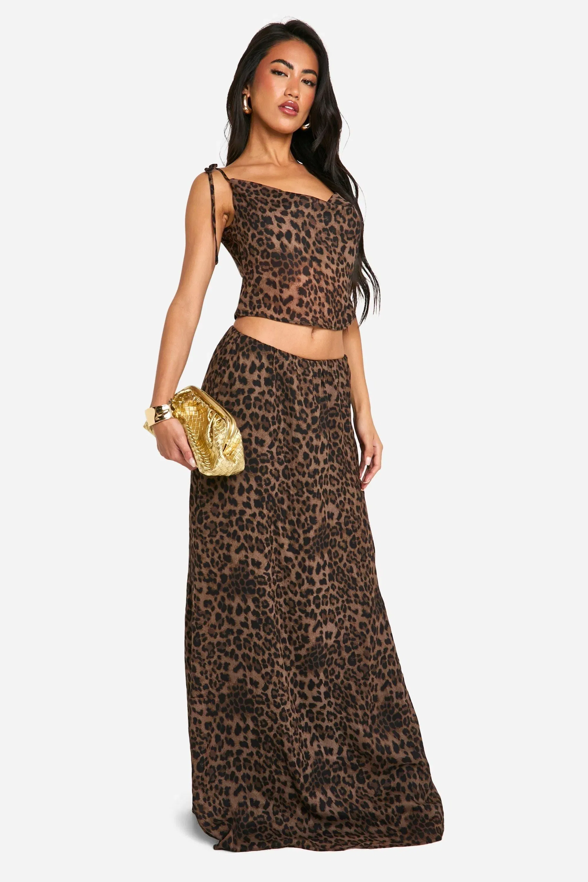 Leopard Print Tie Strap Crown Neck Cami