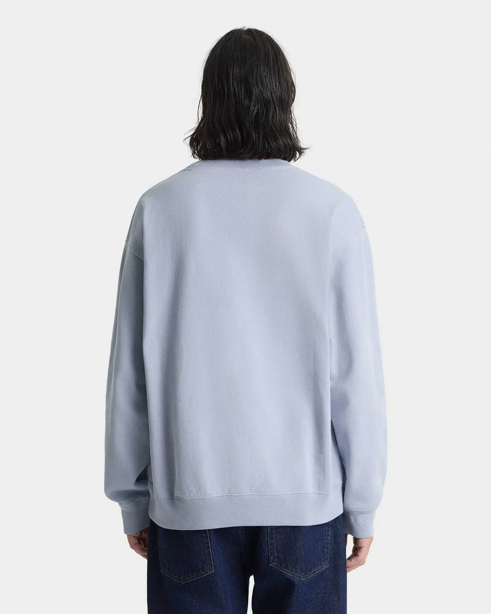 Signature Logo Embroidered Crewneck - Faded Blue/Navy