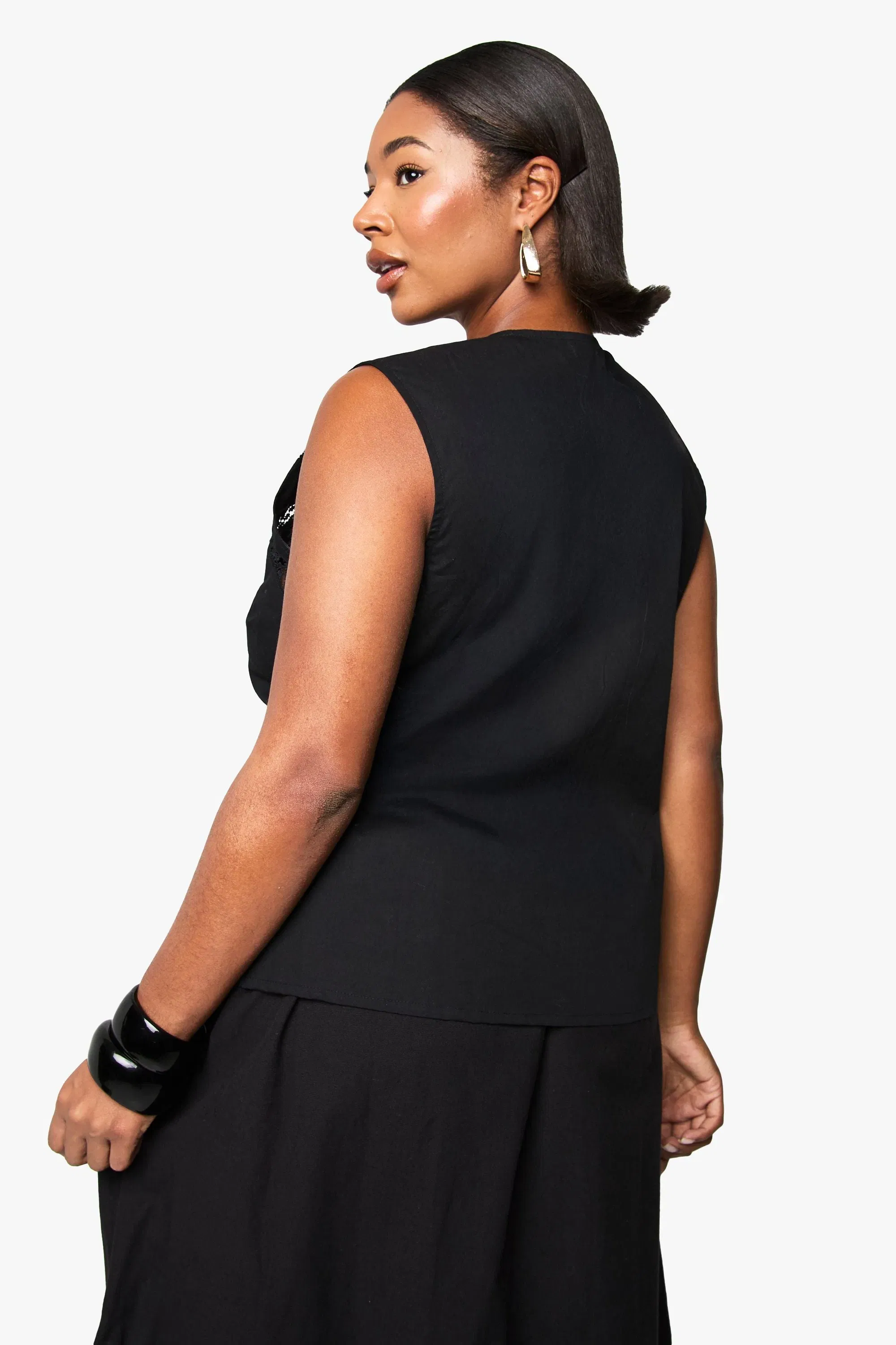 Plus Lace Insert Tie Front Waistcoat