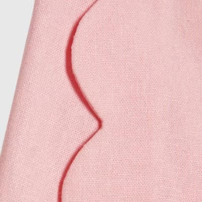 Pink Linen Blend Scallop Trim Shorts