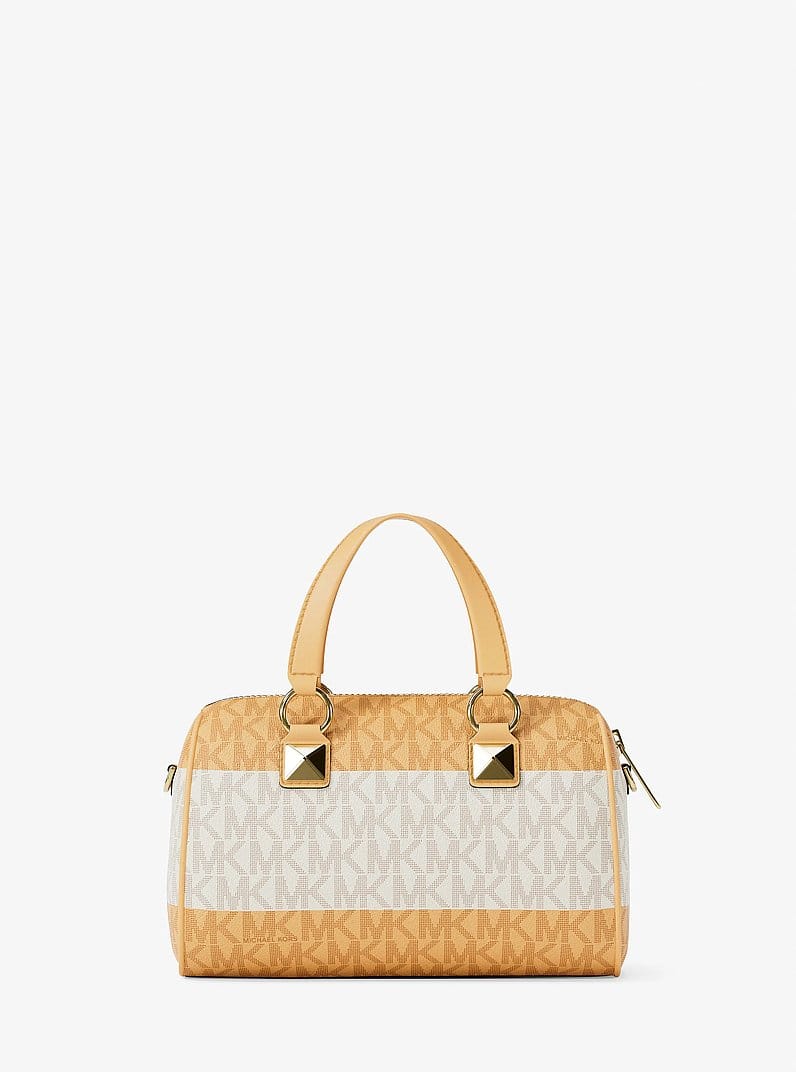 Grayson Small Striped Signature Logo Duffel Crossbody Bag