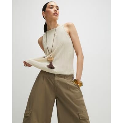 Gold Sleeveless Metallic Vest Top