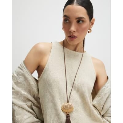 Gold Sleeveless Metallic Vest Top