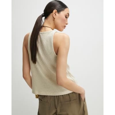 Gold Sleeveless Metallic Vest Top
