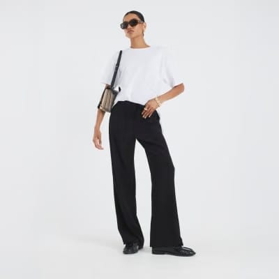 Black Elasticated Wide Leg Smart Joggers
