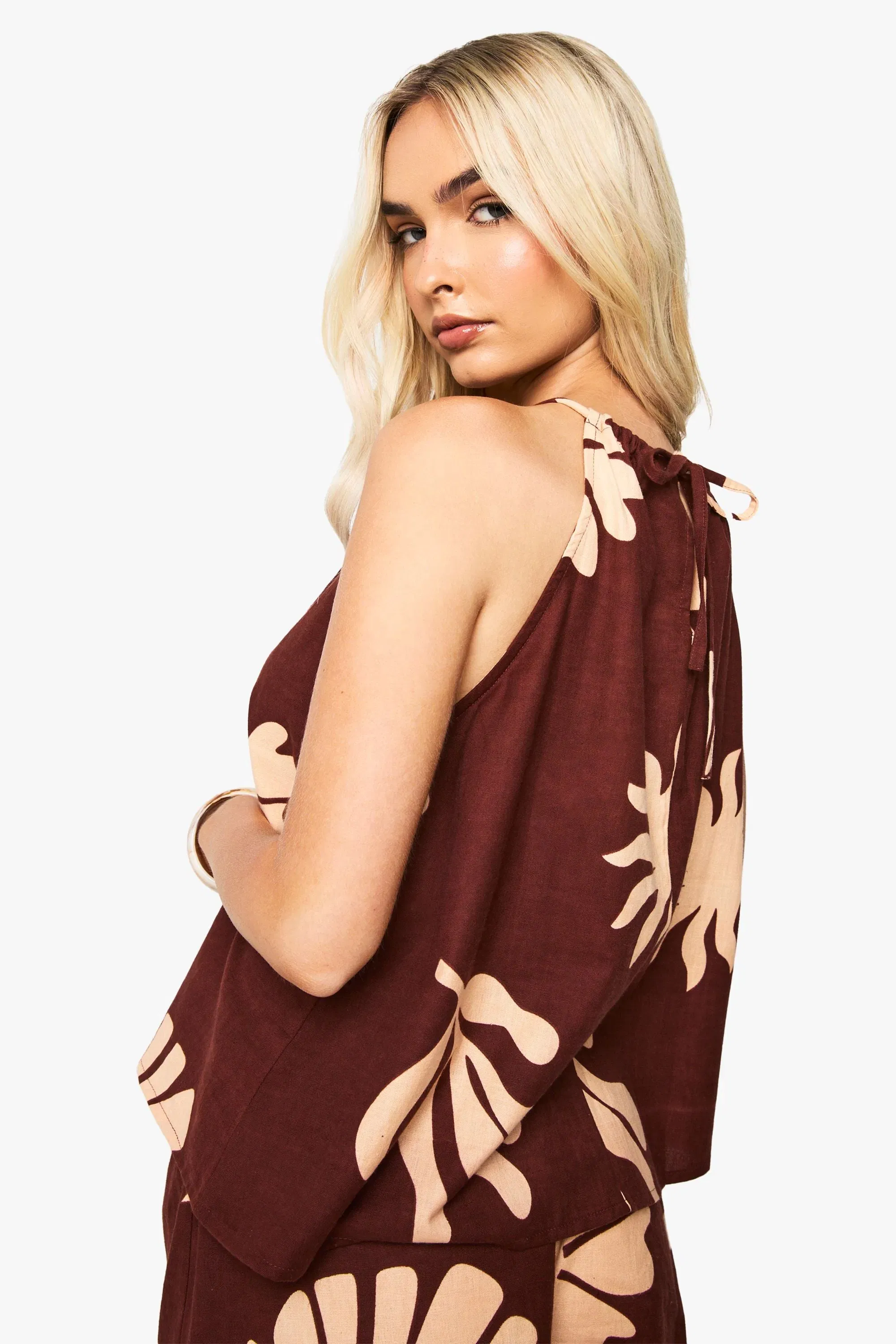 Shell Print Linen Halter Top
