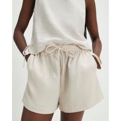 Cream Linen Blend Shorts