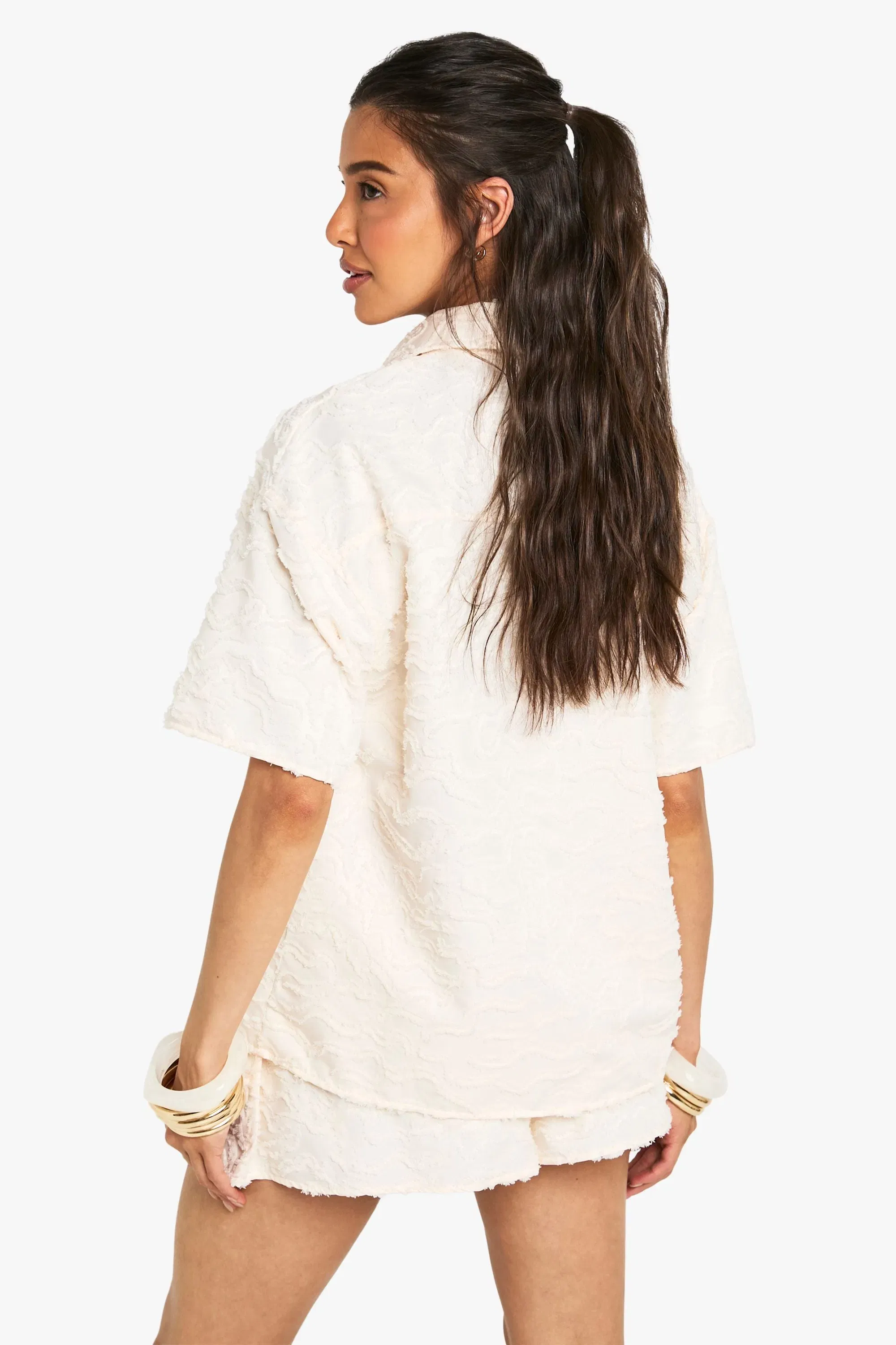 Textured Drawstring Waist Flippy Short