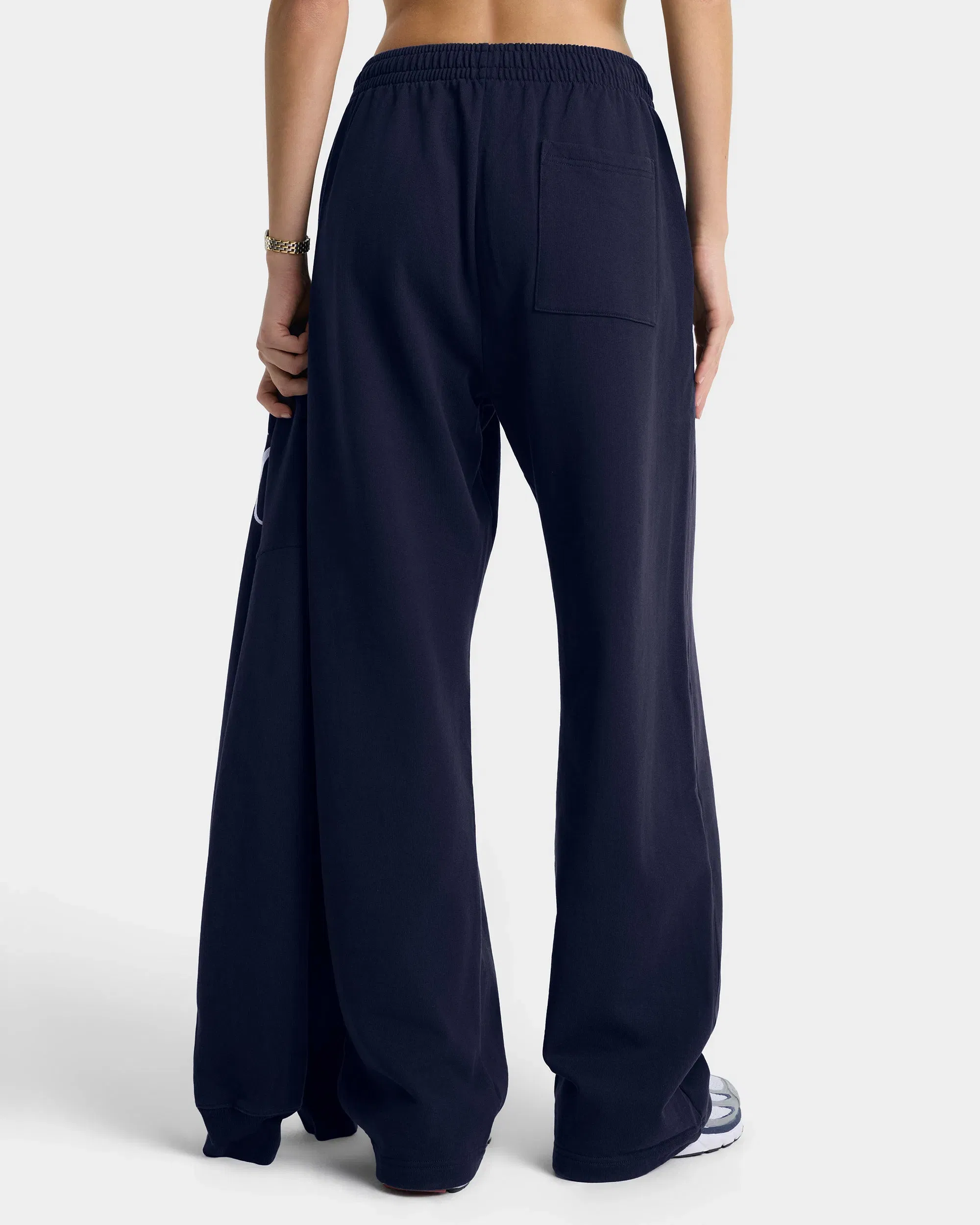 Nautical Embroidered Wide Sweatpant - Navy/White