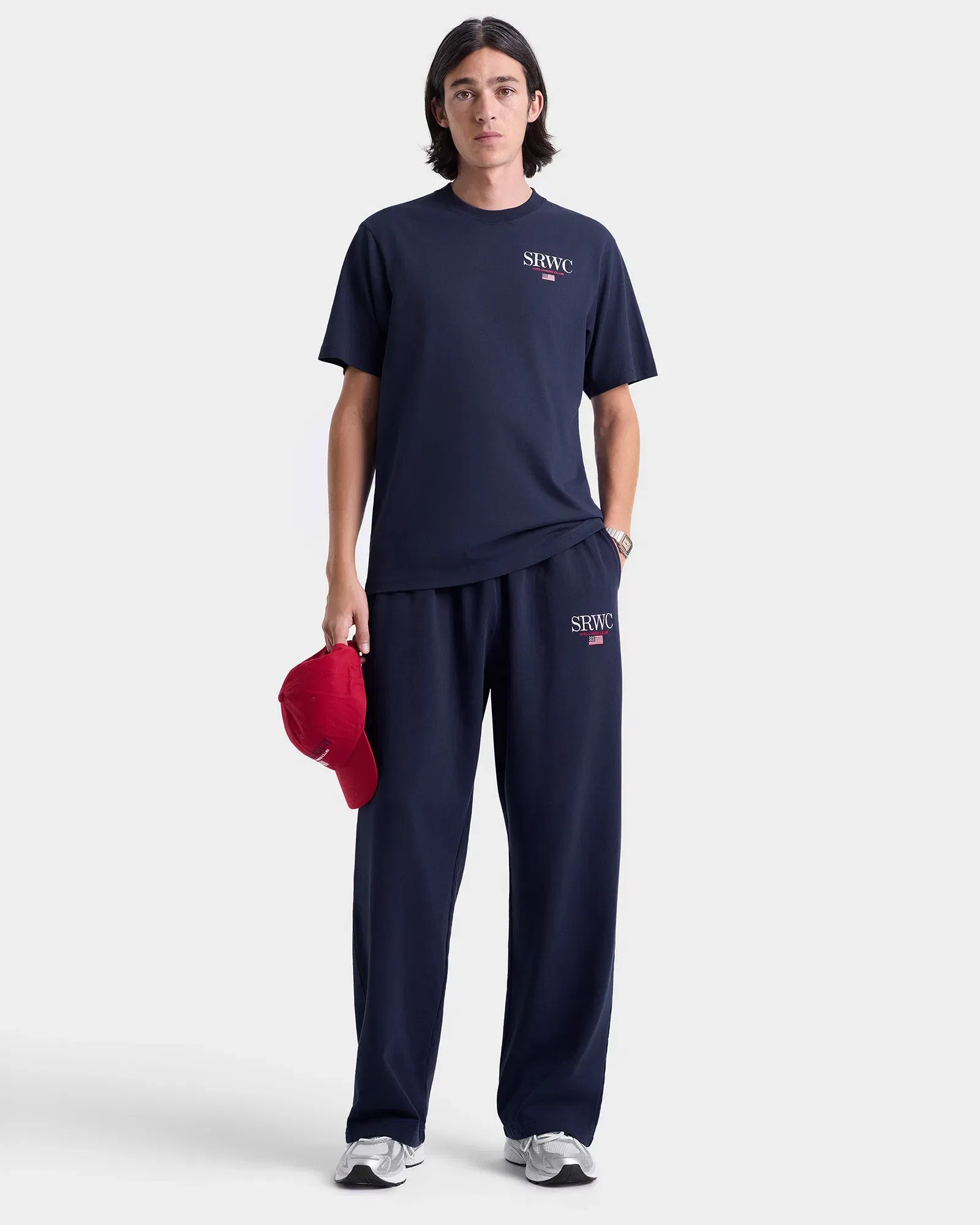 Nautical Embroidered Wide Sweatpant - Navy/White