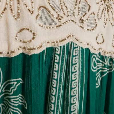 Green Beaded Mini Beach Dress