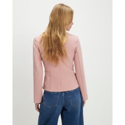 Pink Long Sleeve Pleated Jacket