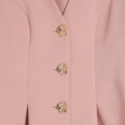 Pink Long Sleeve Pleated Jacket