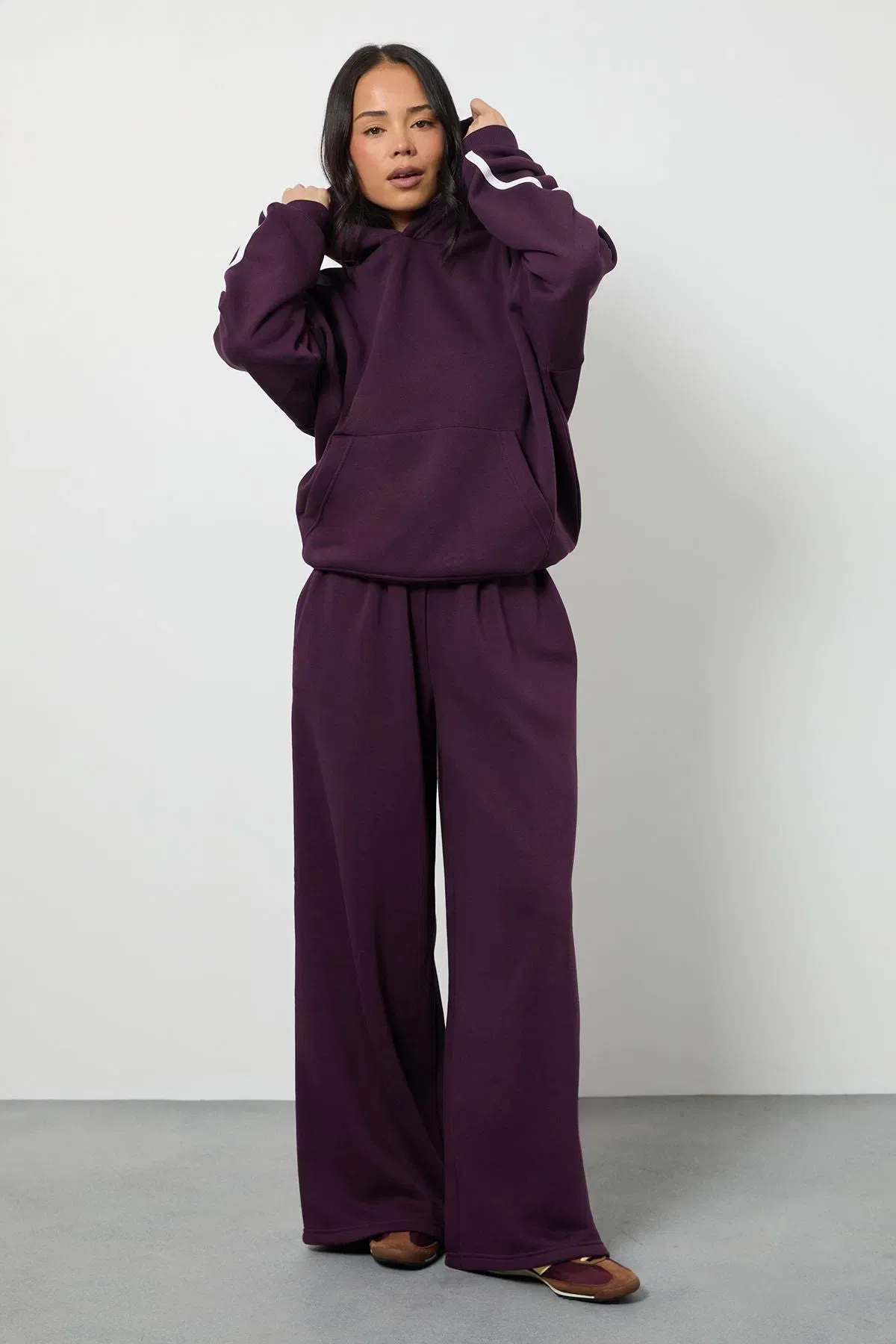Side Stripe Hooded Straight Leg Tracksuit