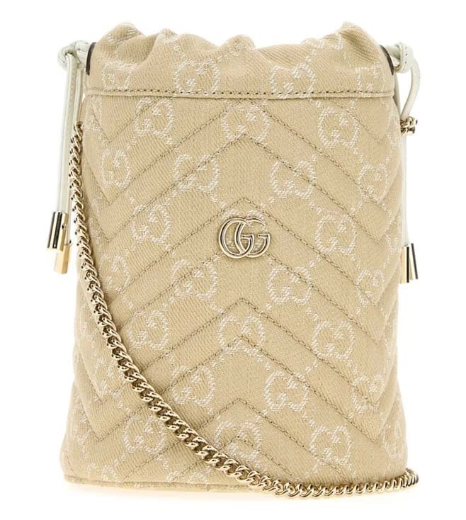 Taupe GG Marmont Small Bucket Bag