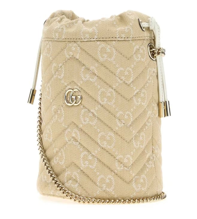 Taupe GG Marmont Small Bucket Bag