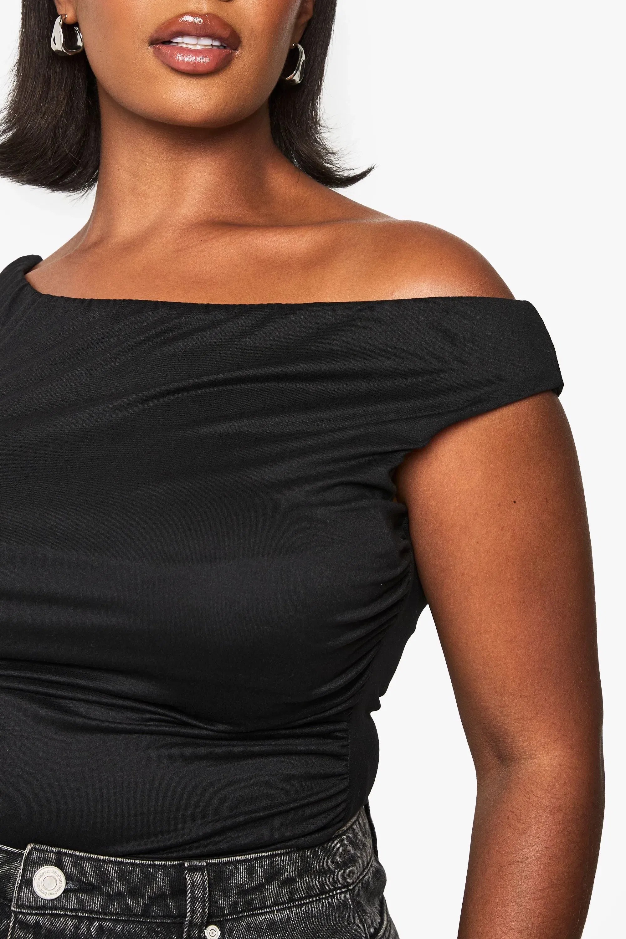 Plus Supersoft Rouched Bardot Bodysuit