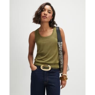 Khaki Fine Knit Vest Top