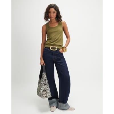 Khaki Fine Knit Vest Top