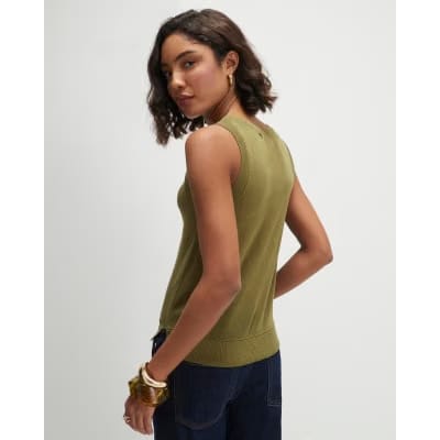 Khaki Fine Knit Vest Top