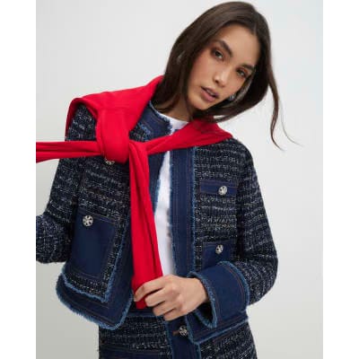 Blue Boucle Denim Jacket