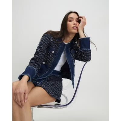 Blue Boucle Denim Jacket