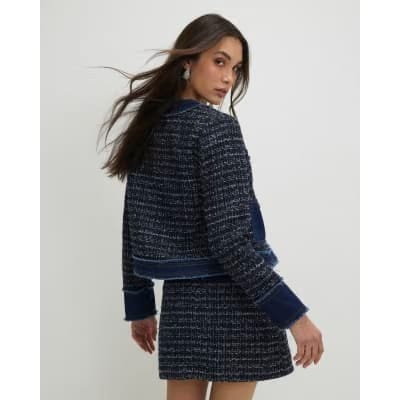 Blue Boucle Denim Jacket