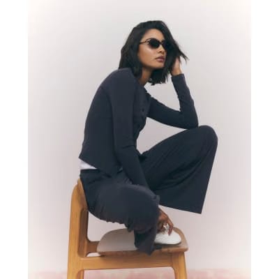 Grey Soft Touch Wide Leg Trousers