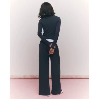 Grey Soft Touch Wide Leg Trousers