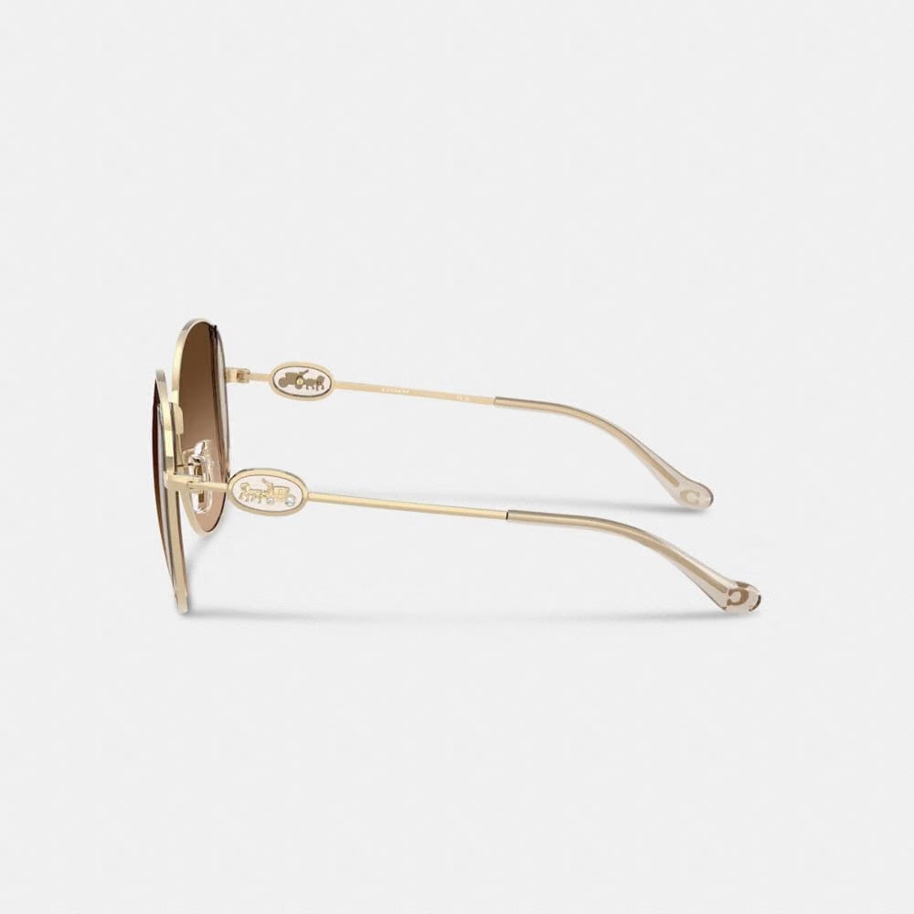 Horse And Carriage Metal Round Sunglasses