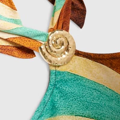 Brown Halter Neck Swirl Swimsuit