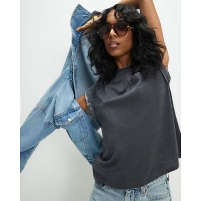 Grey Short Sleeve Burnout Pocket T-shirt