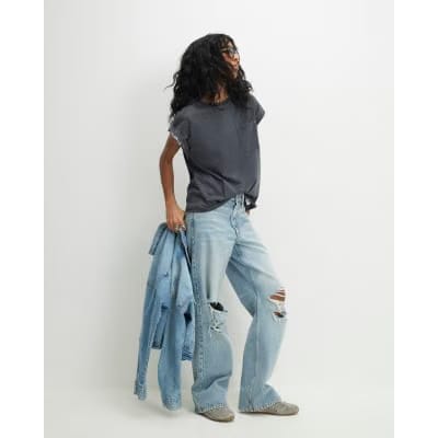 Grey Short Sleeve Burnout Pocket T-shirt
