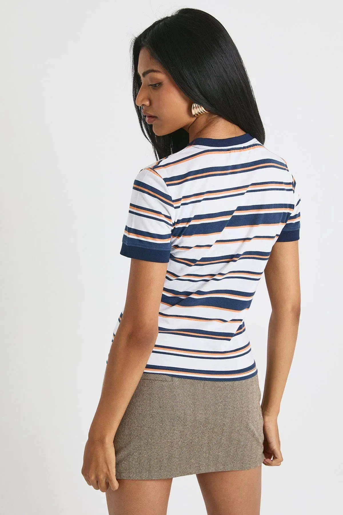 Herringbone Wool Look Mini Skirt