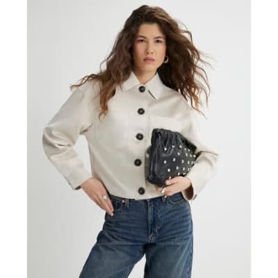 Stone Faux Suede Overshirt