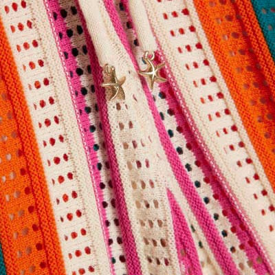 Petite Cream Striped Crochet Shorts