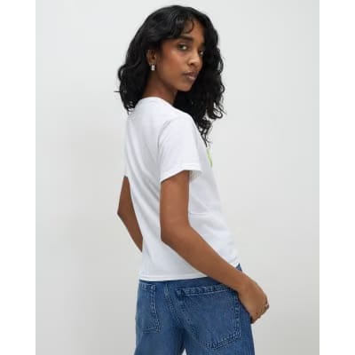 White Crochet Clover Lucky Me T-Shirt