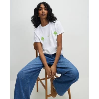 White Crochet Clover Lucky Me T-Shirt