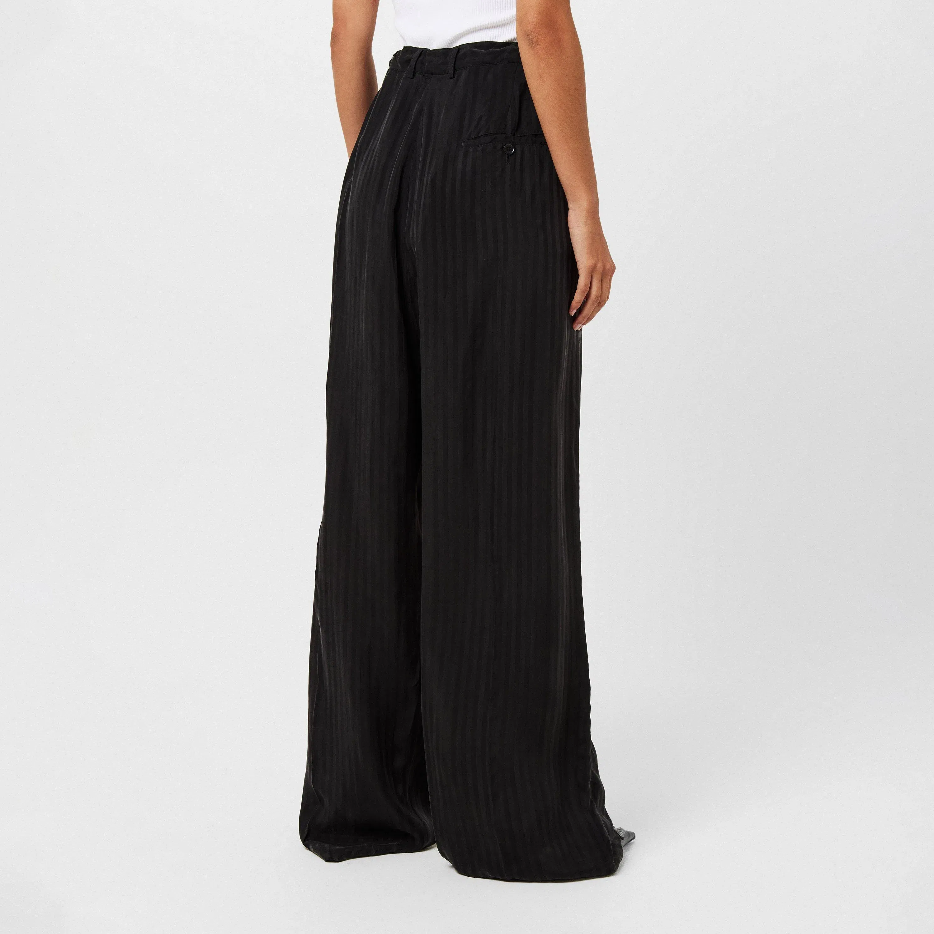 High-Rise Straight-Leg Front Pleat Tailored Trousers