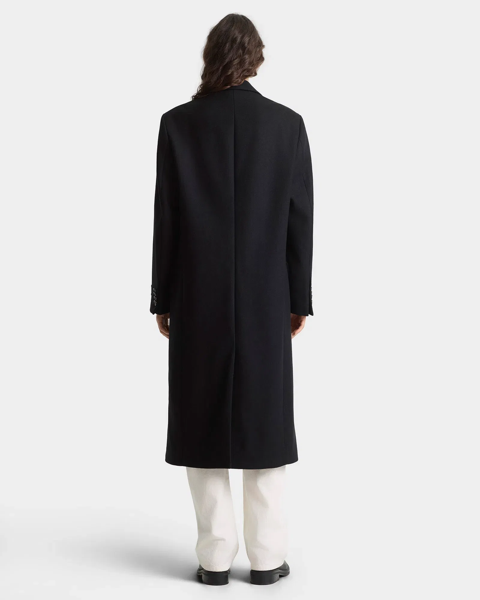 Signature Logo Structured Wool Coat - Black