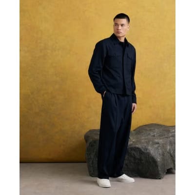 Navy Pinstripe Blazer Jacket
