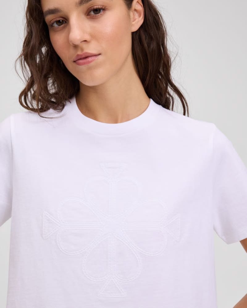 Embroidered Spade Flower Logo T-Shirt