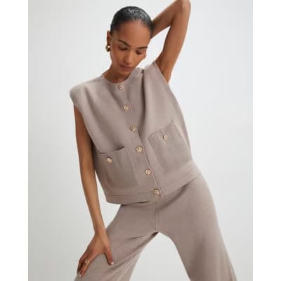 Beige Knitted Waistcoat