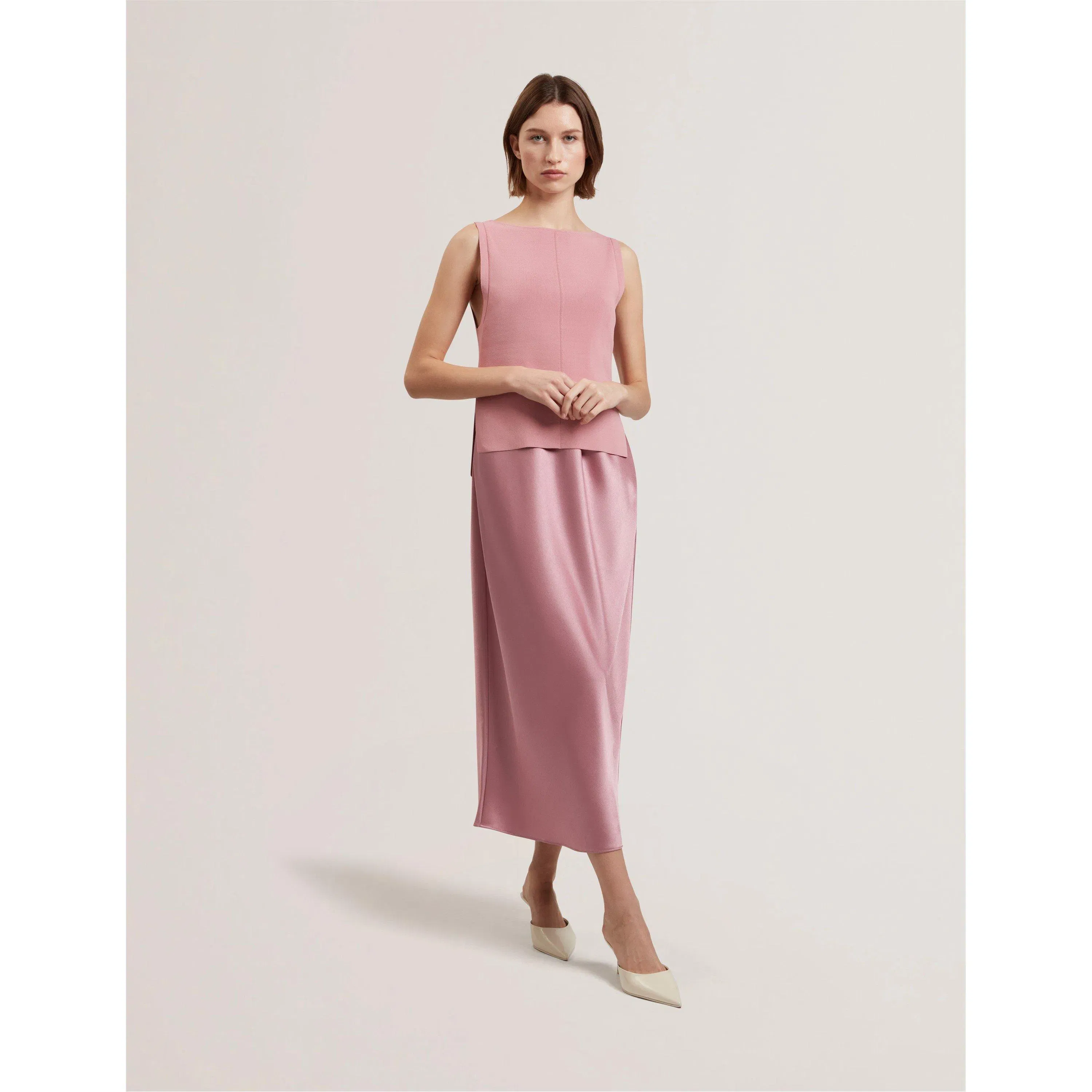 Knitted Satin Slip Dress