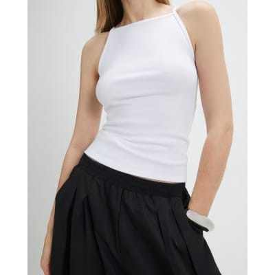White Sleeveless Cotton Tank Top